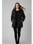 Kürk Kapüşonlu Uzun Şişme Mont M0160 Siyah 2