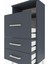 Arges Komodin Tek Raflı 3 Çekmeceli 44X30X96 Antrasit-Antrasit 5