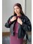 Kadın Siyah Suni Deri Ceket – Oversize 2