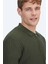 Haki Polo Yaka Jakarlı Yün Karışımlı Triko Kazak 5
