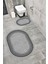Su Emici Yumuşak Kaymaz Taban Sünger Dolgulu Yıkanabilir Dekoratif Banyo Paspası Takımı 1193 Oval 1