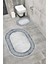 Su Emici Yumuşak Kaymaz Taban Sünger Dolgulu Yıkanabilir Dekoratif Banyo Paspası Takımı Abra Oval 1