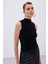 Sıfır Kol Sakallı Triko Bluz - Siyah 4