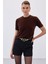 Sakallı Kısa Kol Triko - Kahve 3