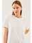 Kadın Beyaz Önü Dantelli Yuvarlak Yaka T-Shirt 3
