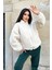 Kadın Polar Peluş Mont - Yumuşak Peluş Kumaşlı Fermuarlı Oversize Ceket- Ekru 6