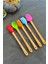 5 Parça Bambu Silikon Spatula Kaşık Fırça Seti Bambu Mini Kaşık Spatula Fırça Seti Yüksek Kalite 4