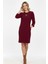 Kadın Fiyonk Detaylı Triko Elbise M7504 Bordo 2