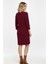 Kadın Fiyonk Detaylı Triko Elbise M7504 Bordo 4