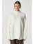 Kadın Wonder Yumuşacık Dik Yaka Ekru Yırtmaçlı Oversize Triko Kazak 5