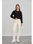 Kadın Bisiklet Yaka Iki Iplik Basic Siyah Crop Sweatshirt 1