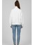 Kadın Beyaz Yarı Fermuarlı Basic Sweatshirt 4