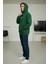 Erkek Yeşil Son Akşam Yemeği Baskılı Pamuklu 3 Ip Şardonlu Basic Kapüşonlu Sweatshirt 4