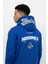 Erkek Lacivert Baskılı Pamuklu 3 Ip Şardonlu Basic Kapüşonlu Sweatshirt 2