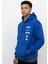 Erkek Lacivert Baskılı Pamuklu 3 Ip Şardonlu Basic Kapüşonlu Sweatshirt 3