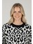 Kadın Leopar Desenli Triko Kazak M6702 Siyah 3