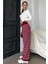 Bordo Çizgili Kadın Triko Pantolon MG2342 2