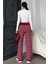 Bordo Çizgili Kadın Triko Pantolon MG2342 5