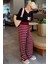 Bordo Çizgili Kadın Triko Pantolon MG2342 6
