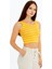 Kadın Çizgili Triko Kare Yaka Crop Atlet – Sarı Beyaz Askılı Bluz 1