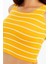Kadın Çizgili Triko Kare Yaka Crop Atlet – Sarı Beyaz Askılı Bluz 5