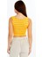 Kadın Çizgili Triko Kare Yaka Crop Atlet – Sarı Beyaz Askılı Bluz 6