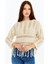 Kadın Örgü Bohem Püsküllü Crop Bluz – Bej Delikli Yazlık Triko Üst 3
