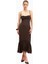 Chiffon Ruffle Ruched Bust Midi Dress Cowl Neck Midi Kadın Elbise 1