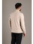 Erkek Bej Dokulu Dik Yaka Fermuarlı Triko 5