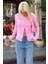 Pembe Çizgili Kadın Triko Hırka MG2481 2