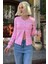 Pembe Çizgili Kadın Triko Hırka MG2481 5
