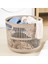 22 Litre Solara Yuvarlak Çamaşır Sepeti - Kulplu Çok Amaçlı Sepet Banyo Düzenleyici Sepet Bej 1
