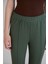Nervürlü Beli Lastikli Bol Paça Pantolon Haki 8