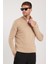 Erkek 3'lü Paket Lacivert-Taş-Yeşil Slim Fit Dar Kesim Fermuarlı Dik Yaka Triko Kazak 4