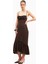 Chiffon Ruffle Ruched Bust Midi Dress Cowl Neck Midi Kadın Elbise 3