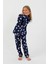 Kız Çocuk Uzun Kollu %100 Pamuklu Düğmeli Pijama Takımı Heartie 6