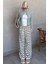 Ekru Çizgili Kadın Triko Pantolon MG2342 8