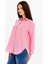 Kadın Uzun Kollu Düğmeli Basic Gömlek – Pembe Rahat Kalıp Günlük & Ofis Şıklığı 1