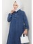 Gömlek Yaka Cepli Kot Elbise 1640 - Mavi 2