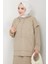 Kapüşonlu Tunik Elbise Triko Takım 1645 - Taş 2