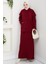 Kapüşonlu Tunik Elbise Triko Takım 1645 - Bordo 1