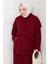Kapüşonlu Tunik Elbise Triko Takım 1645 - Bordo 4