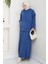 Kapüşonlu Tunik Elbise Triko Takım 1645 - Mavi 1