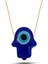 925 Ayar Gümüş Rose Mavi Nazarlı Cam Fatma Ana Eli Kadın Kolye T7714 (802802) 1