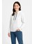 Kadın Üç Iplik Kapüşonlu Kanguru Çepli Sweatshirt Hoodie - Beyaz 1