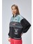 Kadın Oversize Baskılı Motorcu Yarışçı Montu Kolej Ceketi 5
