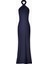 Satin Cross Strap Halter Gown Maxi Kadın Elbise 2