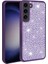 Galaxy S23 Kılıf Parlak Taşlı Tasarım Aden Ston Kapak-Derin Mor 1