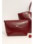 Bag Cherry Shine Bordo Suni Deri Charm Detaylı Cüzdanlı Makyaj Çantalı Kadın Omuz Çantası 4