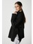 Kadın Wonder Yumuşacık Dik Yaka Siyah Yırtmaçlı Oversize Triko Kazak 2